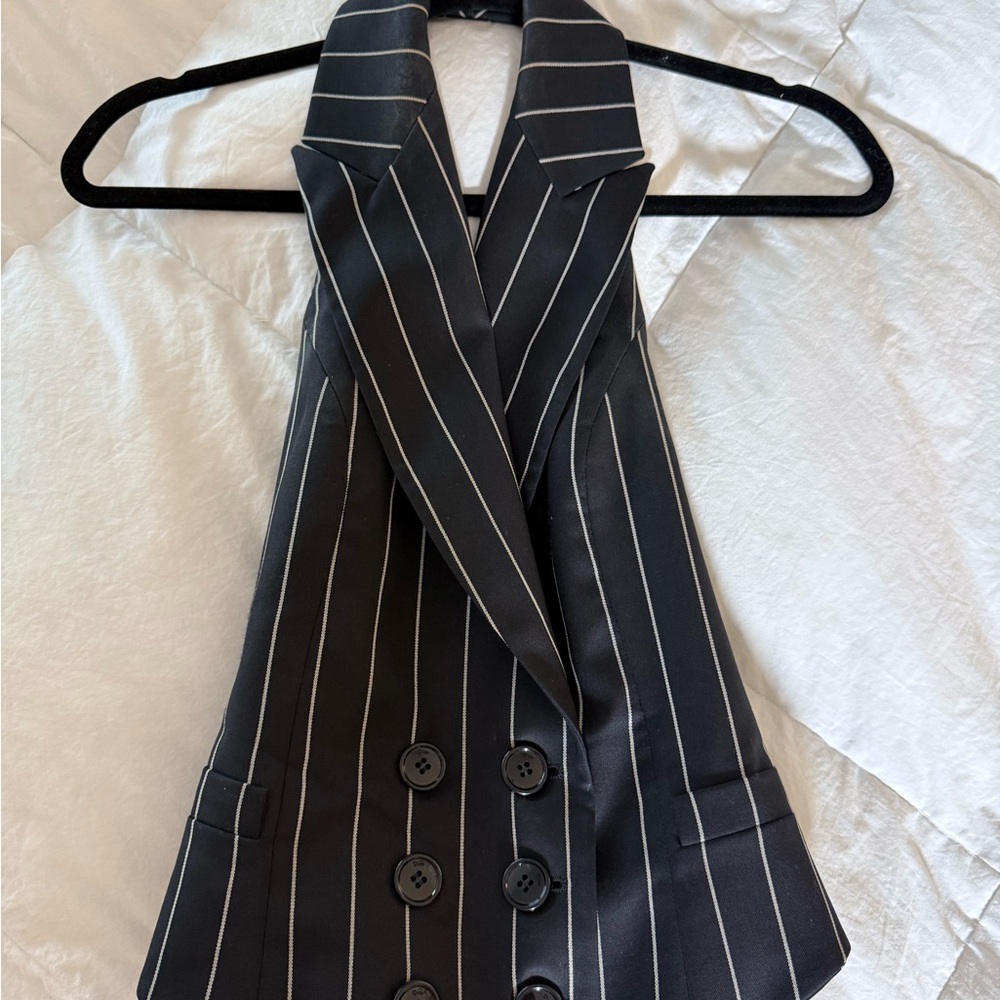 Dior Black and White Striped Sleeveless Vest Vintage